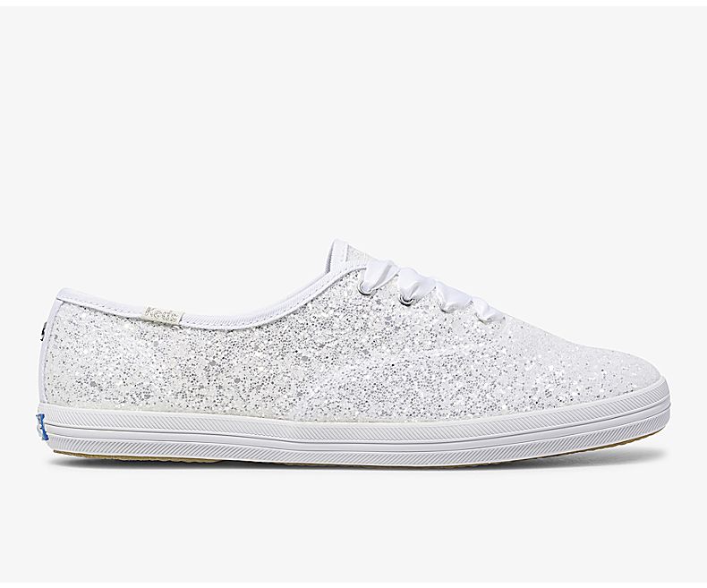 Keds Womens White Champion Shoes - Keds X Kate Spade New York Champion Glitter 745VPBSXR